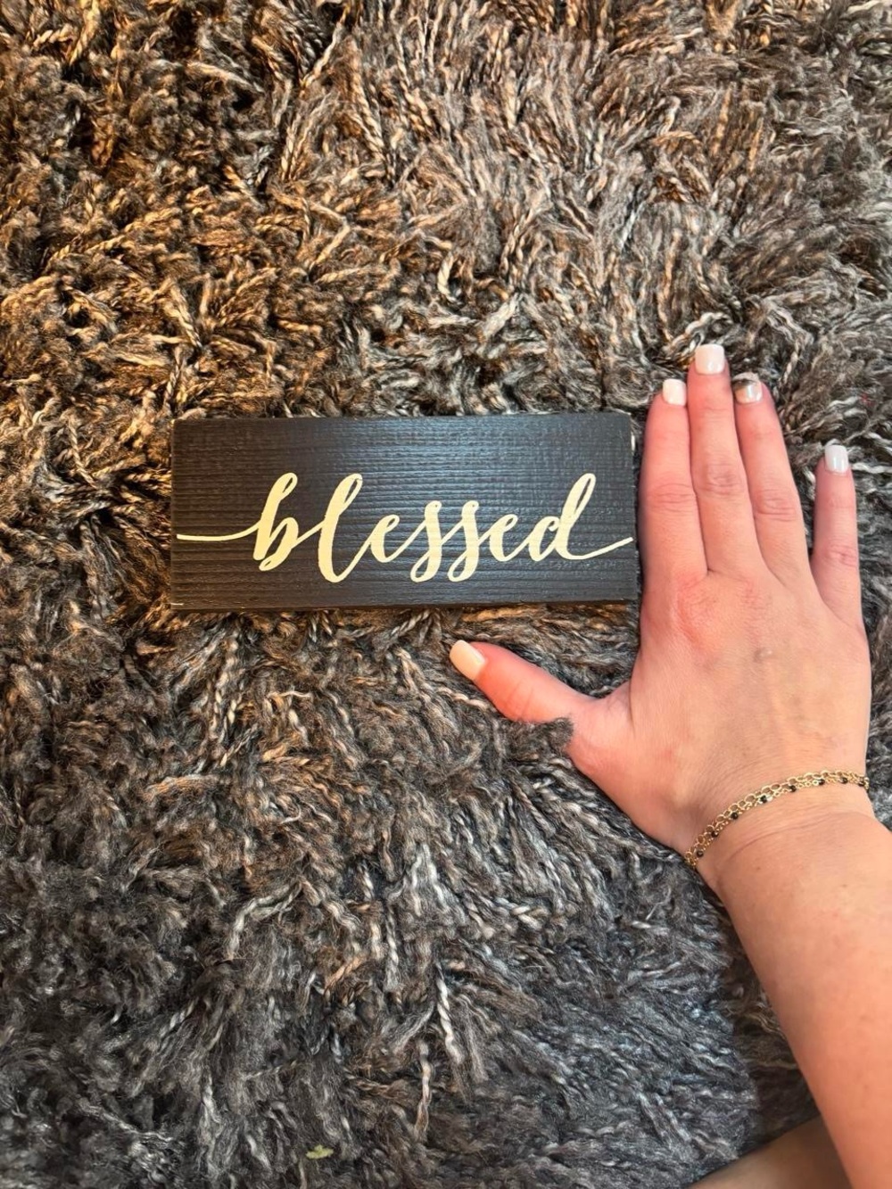 Blessed Wooden Accent Sign - Black and Gold